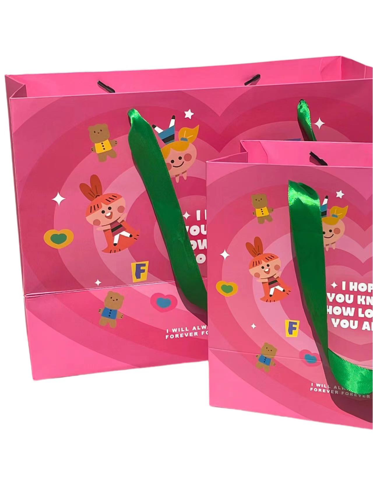 Custom colorful shopping bag with ribbon