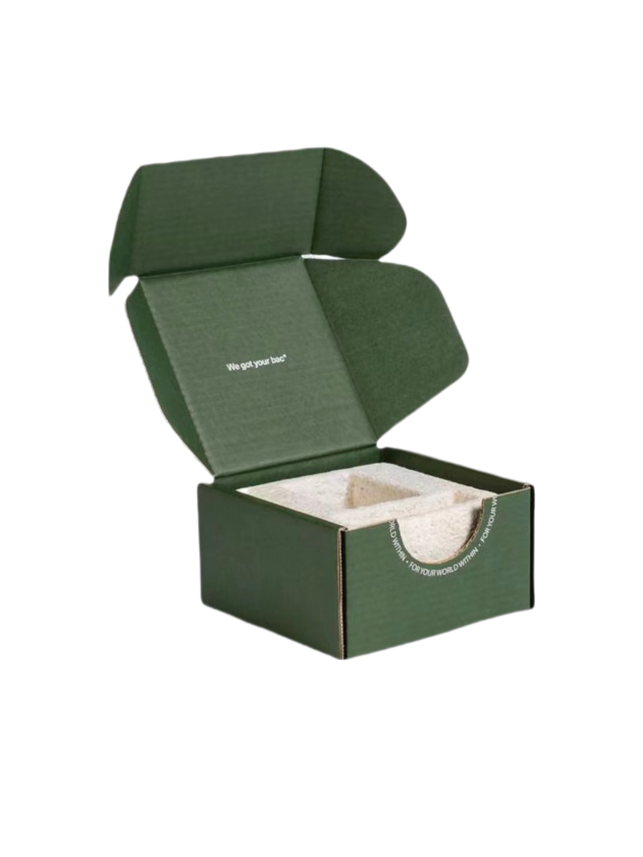 Custom Green Mailer Insert Box With Molded pulp